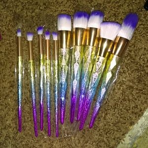 Unicorn diamond makeup brush set